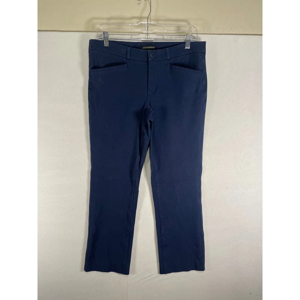 Banana Republic Sloan Slim Navy Blue‎ Stretch Cotton Blend Dress Pants 6